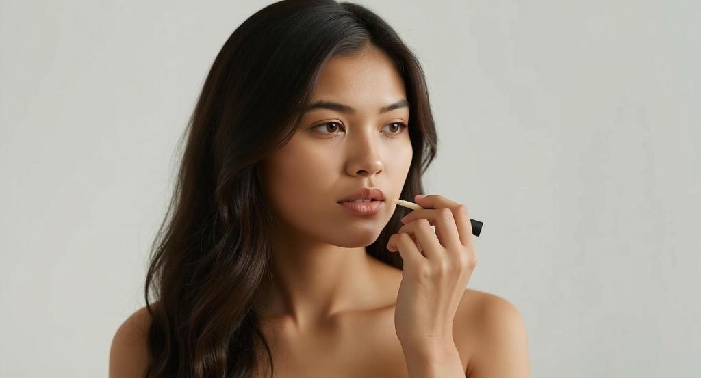 Chica pniendose gloss
